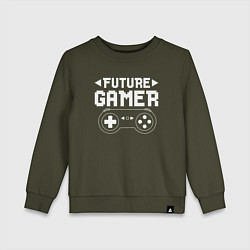 Свитшот хлопковый детский Будущий геймер, цвет: хаки