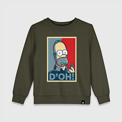 Свитшот хлопковый детский Homer with donut, цвет: хаки