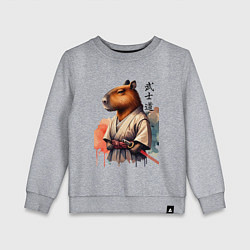 Свитшот хлопковый детский Capybara samurai - ai art fantasy, цвет: меланж