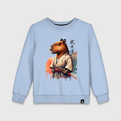 Свитшот хлопковый детский Capybara samurai - ai art fantasy, цвет: мягкое небо
