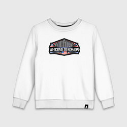 Свитшот хлопковый детский Добро пожаловать в Бостон, цвет: белый