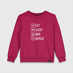 Свитшот хлопковый детский Eat sleep bike repeat, цвет: маджента