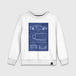 Свитшот хлопковый детский Chevrolet Corvette чертеж, цвет: белый