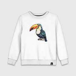Свитшот хлопковый детский Яркий тукан на ветке, цвет: белый