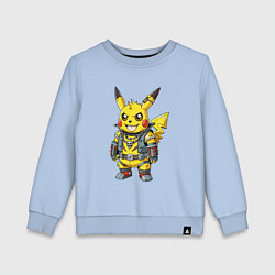 Свитшот хлопковый детский Пикачу панк в металлической косухе, цвет: мягкое небо