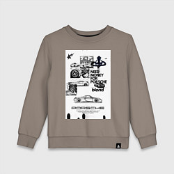 Свитшот хлопковый детский Porsche автомобиль, цвет: утренний латте