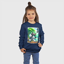 Свитшот хлопковый детский Кёкусинкай каратэ - носорог, цвет: тёмно-синий — фото 2