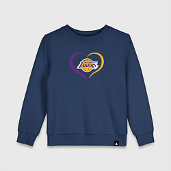 Свитшот хлопковый детский LA Lakers в сердце, цвет: тёмно-синий