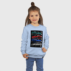 Свитшот хлопковый детский JDM автомобили, цвет: мягкое небо — фото 2