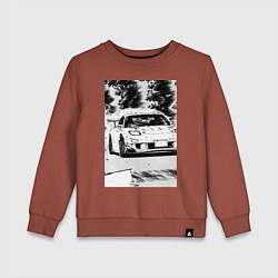 Свитшот хлопковый детский Mazda rx-7 автомобиль гоночный, цвет: кирпичный