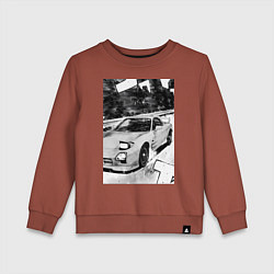 Свитшот хлопковый детский Mazda rx-7 авто, цвет: кирпичный