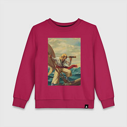 Свитшот хлопковый детский Моряк и подзорная труба, цвет: маджента