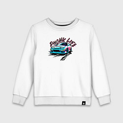 Свитшот хлопковый детский Phonk life чёрный, цвет: белый