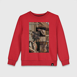 Свитшот хлопковый детский Музыка эстетика, цвет: красный