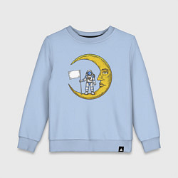 Свитшот хлопковый детский Астронавт с флагом на Луне, цвет: мягкое небо
