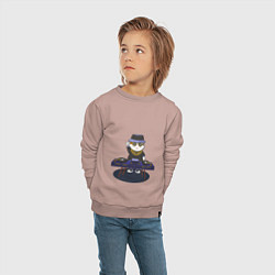 Свитшот хлопковый детский Кот DJ, цвет: пыльно-розовый — фото 2