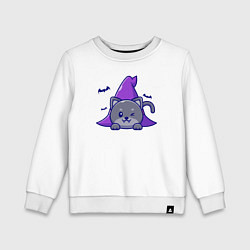 Свитшот хлопковый детский Halloween kitty, цвет: белый