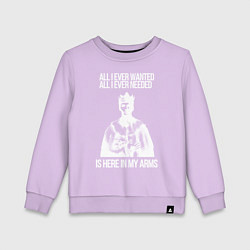 Свитшот хлопковый детский In my arms белый, цвет: лаванда