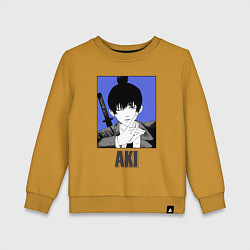 Свитшот хлопковый детский Человек-бензопила Aki, цвет: горчичный