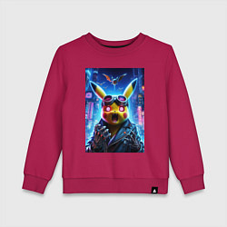 Свитшот хлопковый детский Pikachu brave cyber pilot - neon glow, цвет: маджента