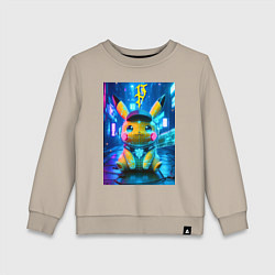 Детский свитшот Funny neon Pikachu под энергетическим барьером - a