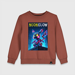 Свитшот хлопковый детский Neon glow - cyber Pikachu, цвет: кирпичный