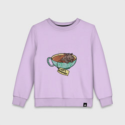Свитшот хлопковый детский Чай с бегемотом - каламбур, цвет: лаванда