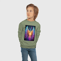 Свитшот хлопковый детский Взмах крыльев, цвет: авокадо — фото 2