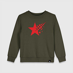 Свитшот хлопковый детский USSR pixel star, цвет: хаки