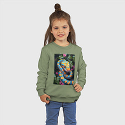 Свитшот хлопковый детский Змея в зелени, цвет: авокадо — фото 2