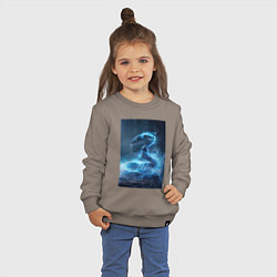 Свитшот хлопковый детский Змея в молниях, цвет: утренний латте — фото 2