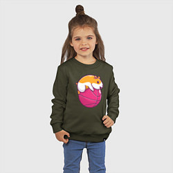 Свитшот хлопковый детский Хомяк баскетболист, цвет: хаки — фото 2