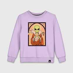 Свитшот хлопковый детский Пришелец и кот-единорог, цвет: лаванда