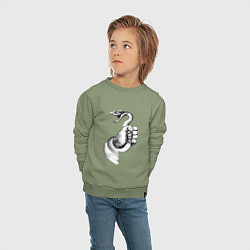 Свитшот хлопковый детский Пойманная змея, цвет: авокадо — фото 2