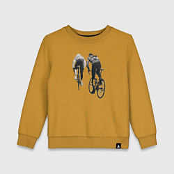 Свитшот хлопковый детский Велосипедисты, цвет: горчичный