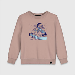 Свитшот хлопковый детский Сатурн и горы, цвет: пыльно-розовый