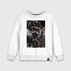 Свитшот хлопковый детский Конный спорт коллаж, цвет: белый