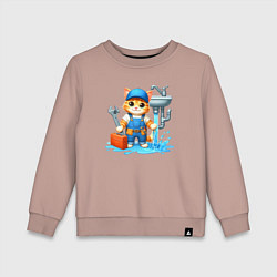Детский свитшот Рыжий кот сантехник - нейроарт