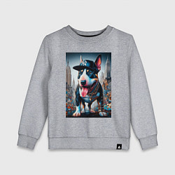 Свитшот хлопковый детский Funny bull terrier in New York - ai art, цвет: меланж