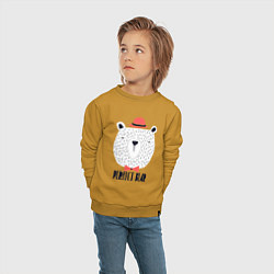 Свитшот хлопковый детский Идеальный медведь, цвет: горчичный — фото 2