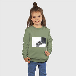 Свитшот хлопковый детский Крутой байкер скетч, цвет: авокадо — фото 2