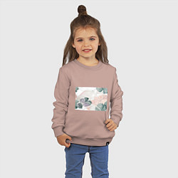 Свитшот хлопковый детский Акварельные листья светлые, цвет: пыльно-розовый — фото 2