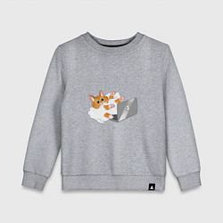 Свитшот хлопковый детский Милый котик программист усердно печатает, цвет: меланж
