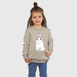 Свитшот хлопковый детский Кролик жует траву, цвет: миндальный — фото 2