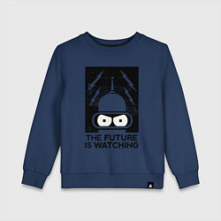 Свитшот хлопковый детский Бендер - будущее наблюдает, цвет: тёмно-синий
