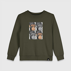 Свитшот хлопковый детский Four monkeys, цвет: хаки