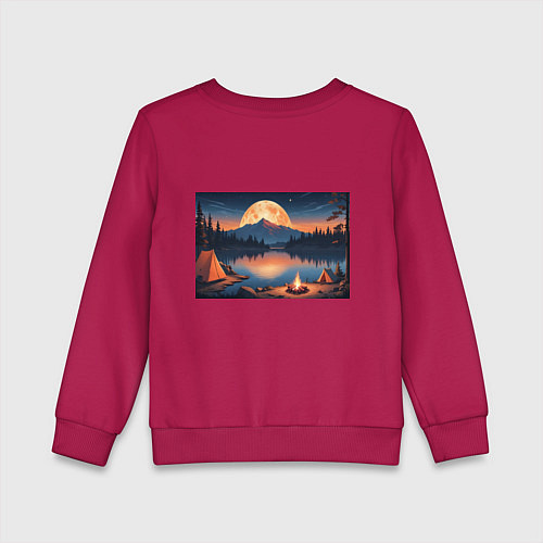 Детский свитшот Костер на берегу озера / Маджента – фото 2