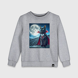 Свитшот хлопковый детский Чёрный кот вампир - хэллоуин, цвет: меланж