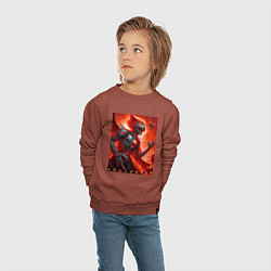 Свитшот хлопковый детский Кибер кошка ведьма - хэллоуин, цвет: кирпичный — фото 2