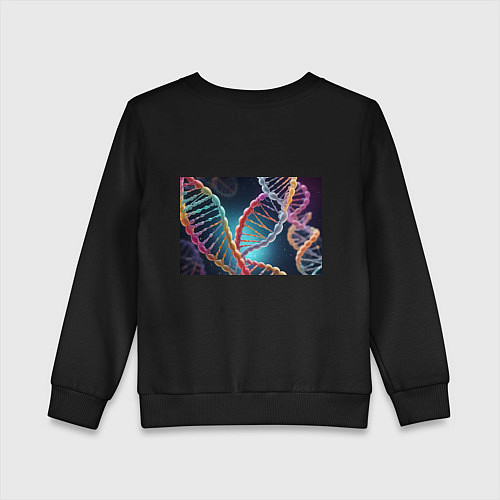 Детский свитшот Разноцветный ДНК / Черный – фото 2